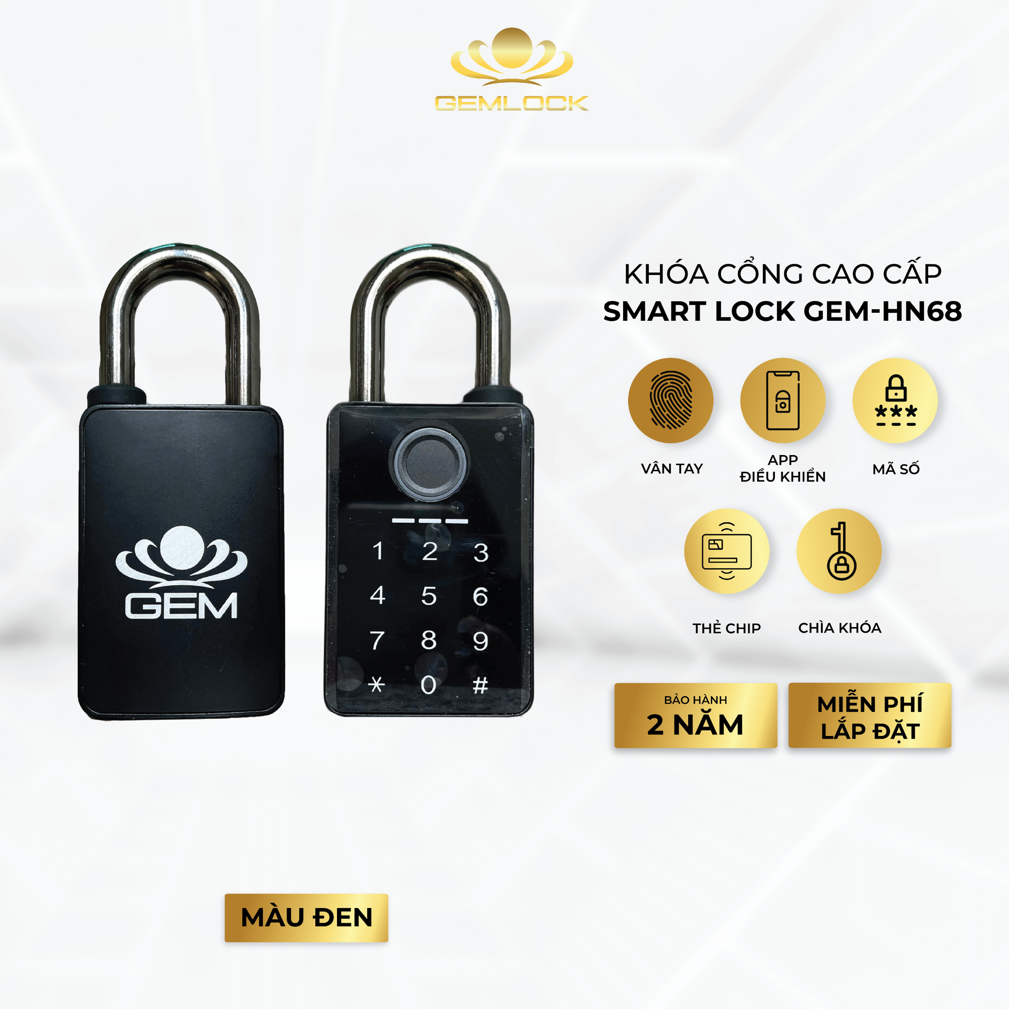 KHÓA MÓC CỔNG CAO CẤP SMART LOCK GEM-HN68